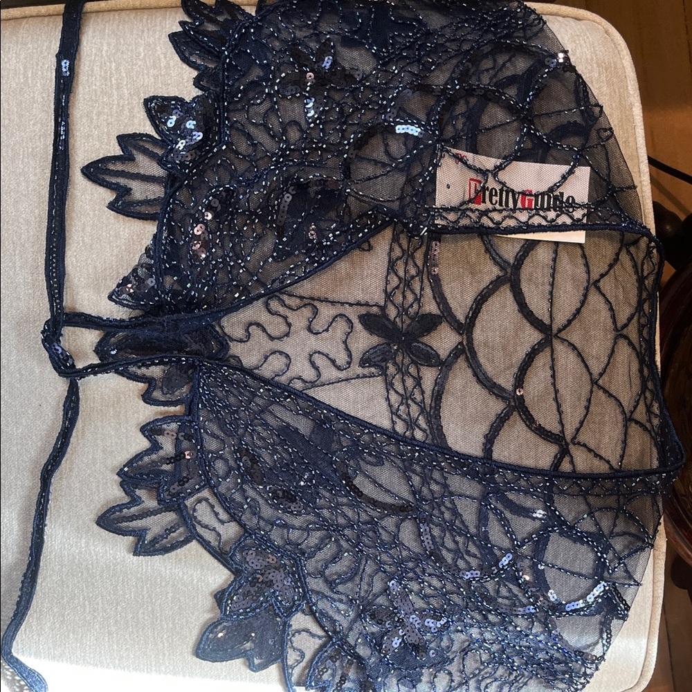 Navy beaded shawl wrap